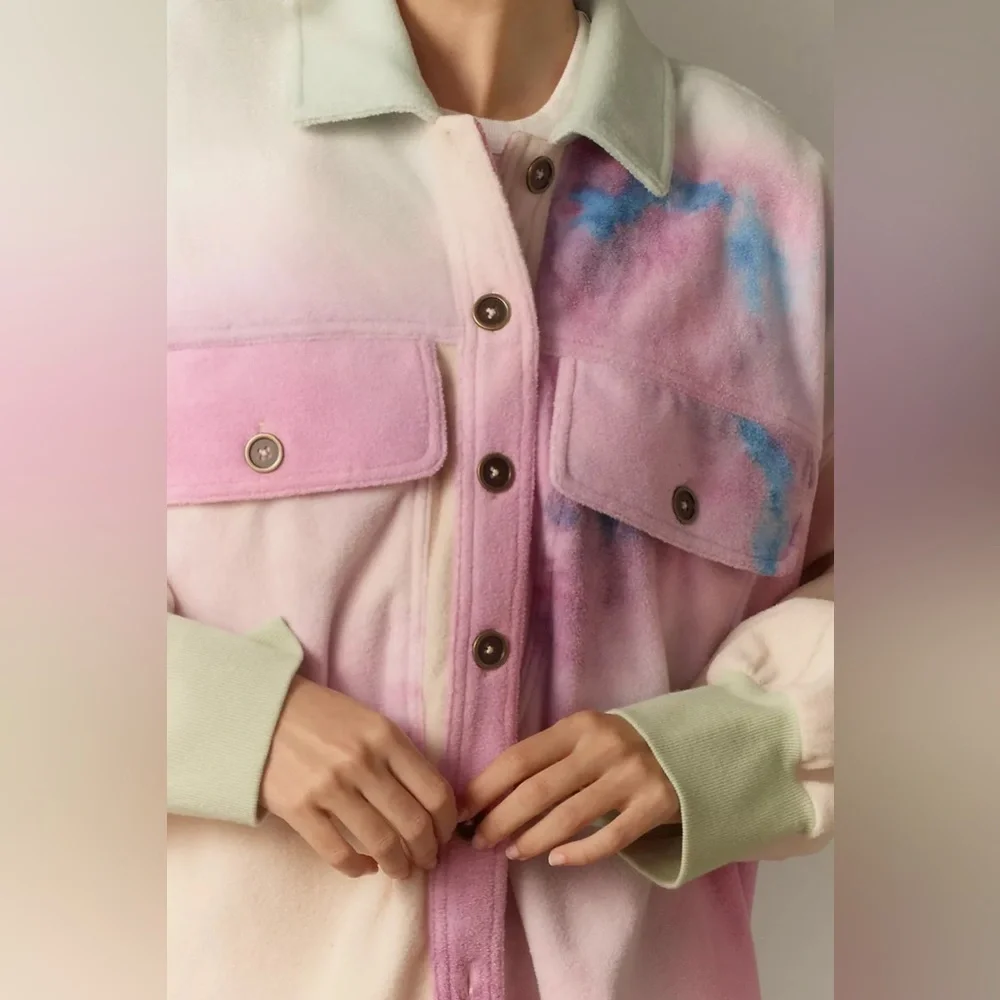 NWT! Anthro Pilcro Cotton Microfleece Button-Front Jacket - Medium Petite - Picture 2 of 8